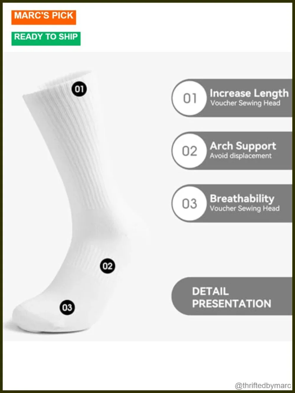 Cotton Cushioned Crew Socks with Arch Compression for Secure Fit